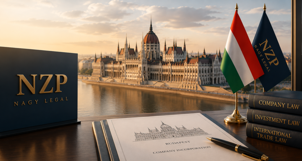 Macaristan'da şirket kurma hizmetini temsil eden Budapeşte Parlamento Binası, NZP Nagy Legal ofis konsepti ve yatırım hukuku belgeleri