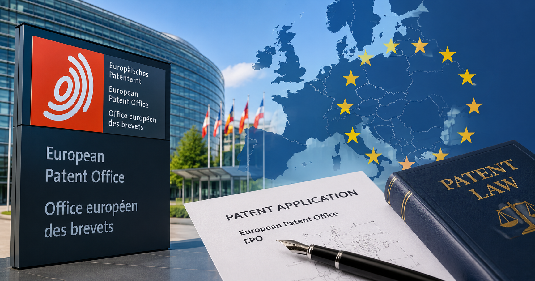 Avrupa Patent Başvurusu ve Avrupa Patent Ofisi (EPO) Rehberi Avrupa Patent Ofisi EPO kapsamında Avrupa patent başvurusu ve uluslararası patent korumasını temsil eden görsel